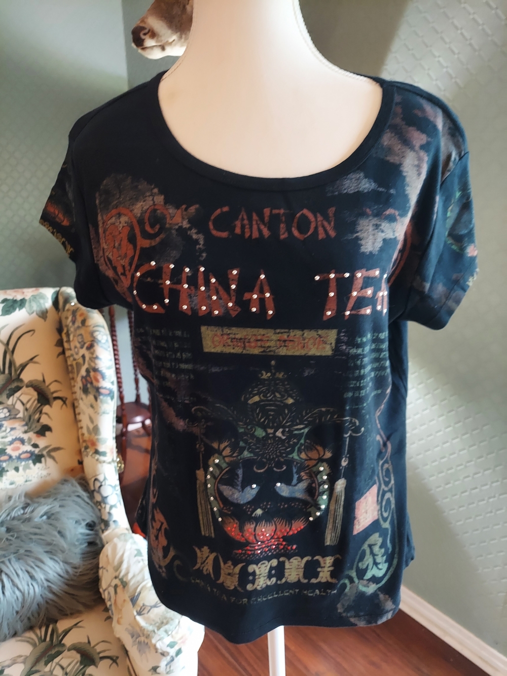 China Tea Graphic Short Sleeve Tee - Black